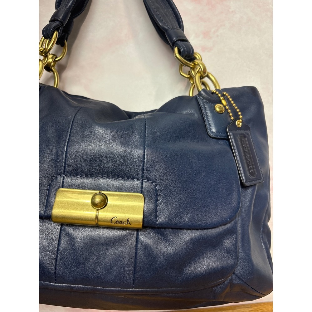 Coach Kristin Leather Satchel Midnight Blue - Picture 3 of 5